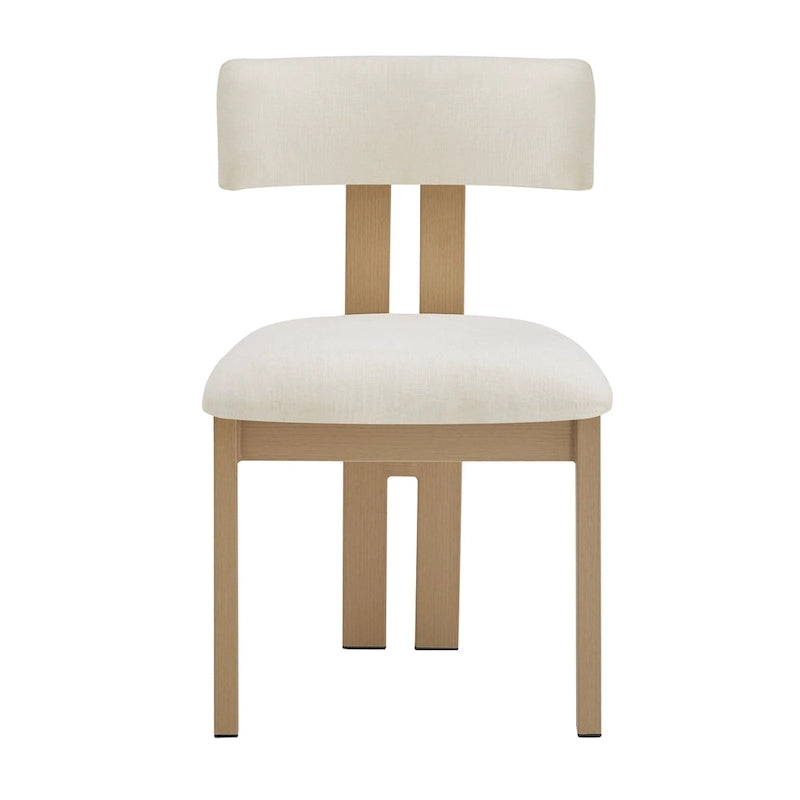 Set da pranzo 7 pezzi Beige+Marrone per 6 persone, sedie in tessuto e tavolo in legno di acacia