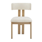 Set da pranzo 7 pezzi Beige+Marrone per 6 persone, sedie in tessuto e tavolo in legno di acacia