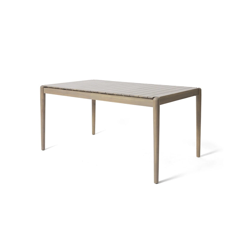 Set da pranzo 7 pezzi Beige+Marrone per 6 persone, sedie in tessuto e tavolo in legno di acacia