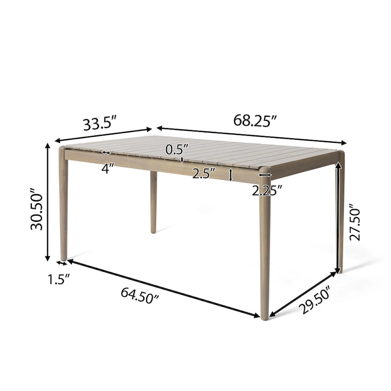 Set da pranzo 7 pezzi Beige+Marrone per 6 persone, sedie in tessuto e tavolo in legno di acacia