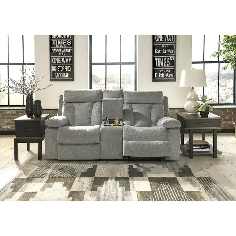 Set reclinabile a 3 pezzi grigio chiaro (divano + divanetto a due posti + poltrona reclinabile a dondolo)