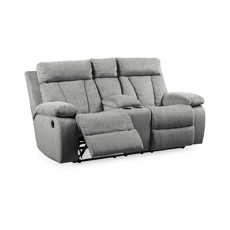 Set reclinabile a 3 pezzi grigio chiaro (divano + divanetto a due posti + poltrona reclinabile a dondolo)
