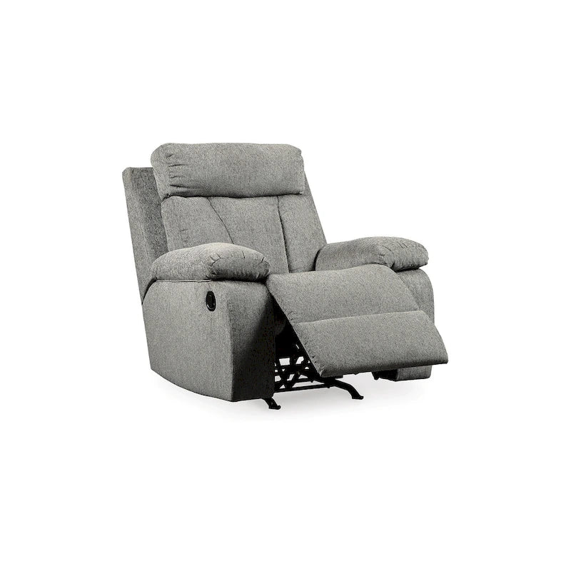 Set reclinabile a 3 pezzi grigio chiaro (divano + divanetto a due posti + poltrona reclinabile a dondolo)