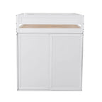 Letto a soppalco grigio full size con scrivania, armadio e cassetti, 1 persona