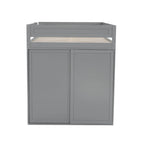 Letto a soppalco grigio full size con scrivania, armadio e cassetti, 1 persona