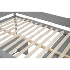 Letto a soppalco grigio full size con scrivania, armadio e cassetti, 1 persona
