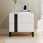 Letto matrimoniale Queen bianco lucido con illuminazione a LED e 2 comodini, per 1-2 persone