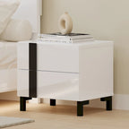 Letto matrimoniale Queen bianco lucido con illuminazione a LED e 2 comodini, per 1-2 persone