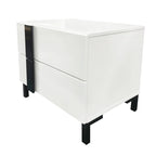 Letto matrimoniale Queen bianco lucido con illuminazione a LED e 2 comodini, per 1-2 persone