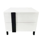 Letto matrimoniale Queen bianco lucido con illuminazione a LED e 2 comodini, per 1-2 persone