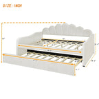 Daybed in Velluto Rosa, Dimensioni Matrimoniali, con Letto Estraibile, Schienale a Conchiglia, 2 Posti Letto
