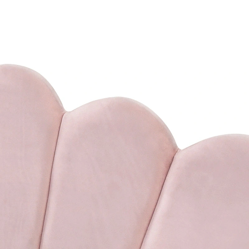 Daybed in Velluto Rosa, Dimensioni Matrimoniali, con Letto Estraibile, Schienale a Conchiglia, 2 Posti Letto