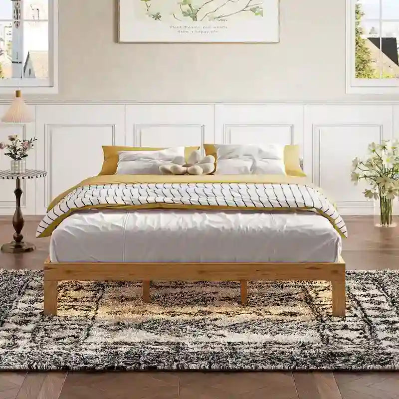 Letto matrimoniale Natural Pine Queen con base a doghe, Per 2 persone