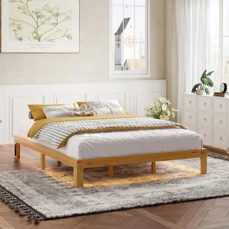 Letto matrimoniale Natural Pine Queen con base a doghe, Per 2 persone