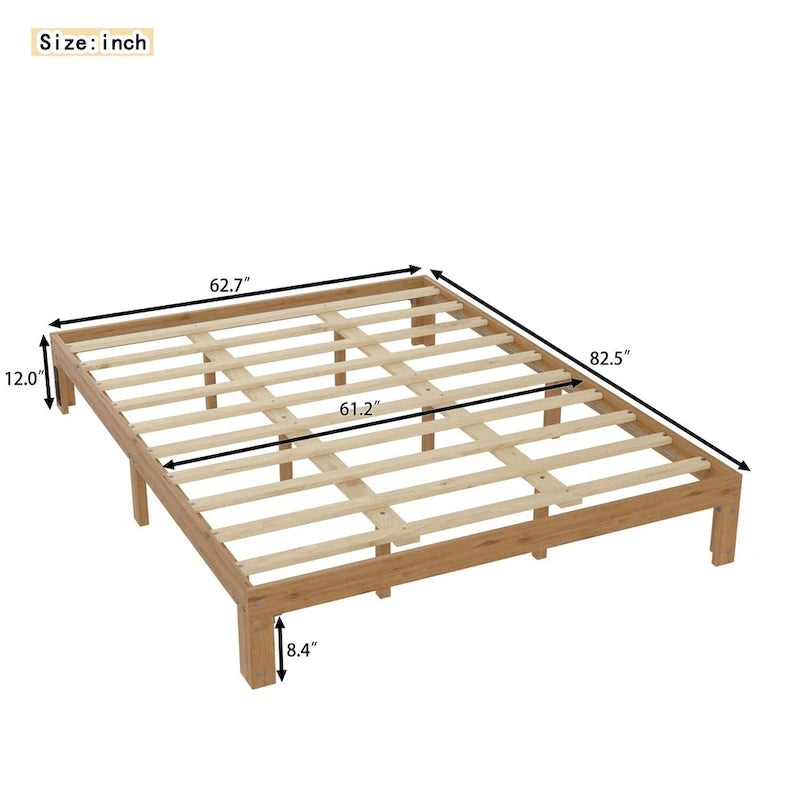Letto matrimoniale Natural Pine Queen con base a doghe, Per 2 persone