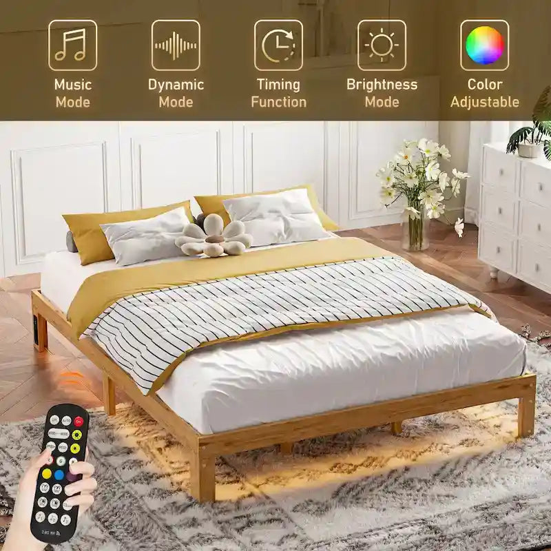 Letto matrimoniale Natural Pine Queen con base a doghe, Per 2 persone