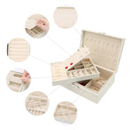 Portagioie a 2 strati in pelle PU grigio/bianco/nero/rosa con cassetto, per 1 persona