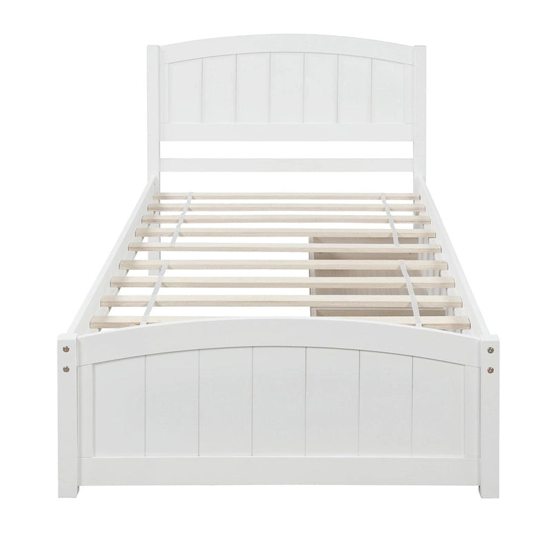 Letto a Piattaforma Singolo con 2 Cassetti Contenitore – Grigio / Bianco / Espresso, 1 Posto