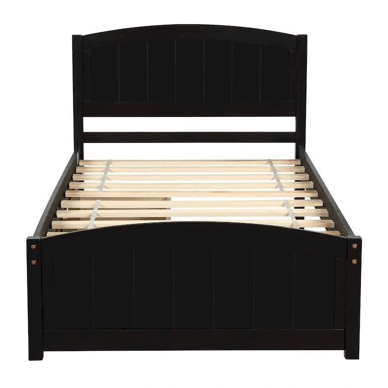 Letto a Piattaforma Singolo con 2 Cassetti Contenitore – Grigio / Bianco / Espresso, 1 Posto
