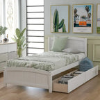 Letto a Piattaforma Singolo con 2 Cassetti Contenitore – Grigio / Bianco / Espresso, 1 Posto