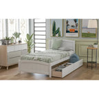 Letto a Piattaforma Singolo con 2 Cassetti Contenitore – Grigio / Bianco / Espresso, 1 Posto