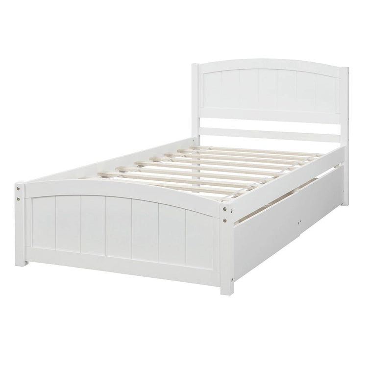 Letto a Piattaforma Singolo con 2 Cassetti Contenitore – Grigio / Bianco / Espresso, 1 Posto