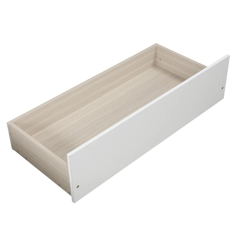 Letto a Piattaforma Singolo con 2 Cassetti Contenitore – Grigio / Bianco / Espresso, 1 Posto