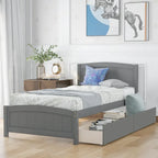 Letto a Piattaforma Singolo con 2 Cassetti Contenitore – Grigio / Bianco / Espresso, 1 Posto