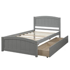 Letto a Piattaforma Singolo con 2 Cassetti Contenitore – Grigio / Bianco / Espresso, 1 Posto