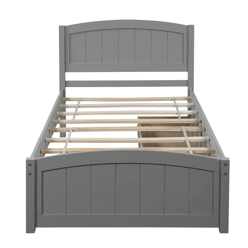 Letto a Piattaforma Singolo con 2 Cassetti Contenitore – Grigio / Bianco / Espresso, 1 Posto
