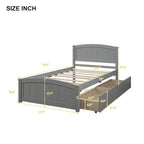 Letto a Piattaforma Singolo con 2 Cassetti Contenitore – Grigio / Bianco / Espresso, 1 Posto