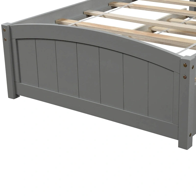 Letto a Piattaforma Singolo con 2 Cassetti Contenitore – Grigio / Bianco / Espresso, 1 Posto
