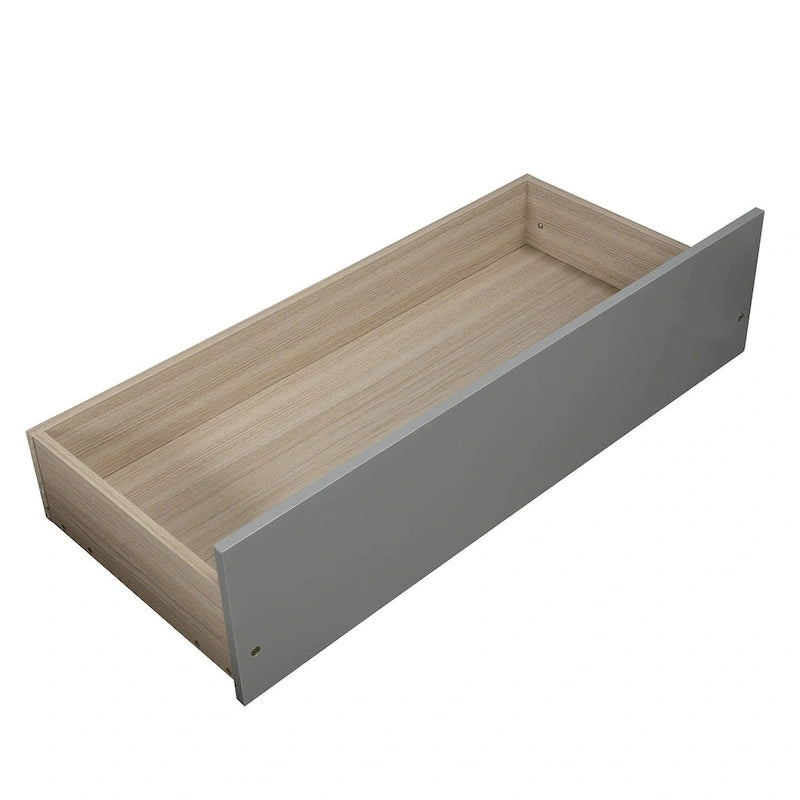 Letto a Piattaforma Singolo con 2 Cassetti Contenitore – Grigio / Bianco / Espresso, 1 Posto
