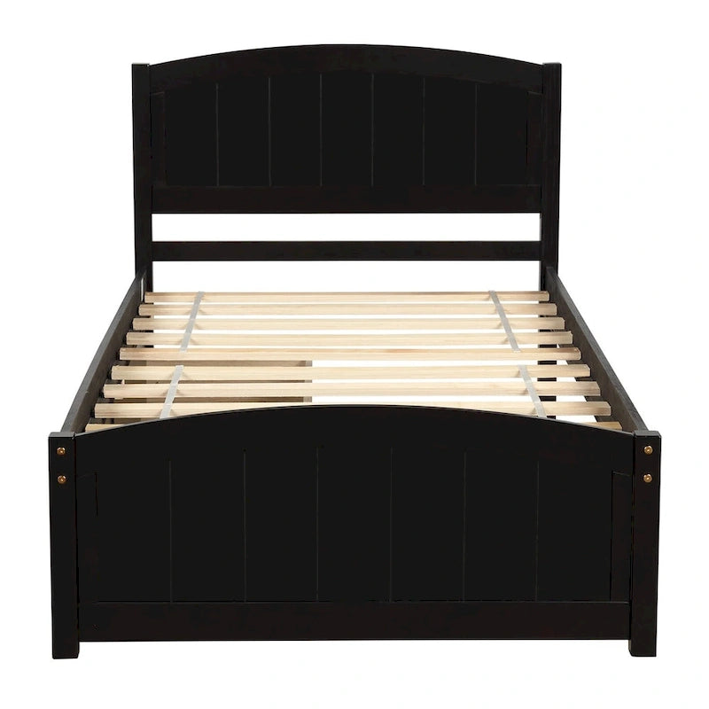 Letto a Piattaforma Singolo con 2 Cassetti Contenitore – Grigio / Bianco / Espresso, 1 Posto