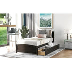 Letto a Piattaforma Singolo con 2 Cassetti Contenitore – Grigio / Bianco / Espresso, 1 Posto
