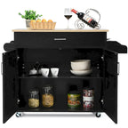 Carrello da Cucina con Isola su Ruote, Cassetto, Armadietto e Portaspezie (Marrone / Grigio)