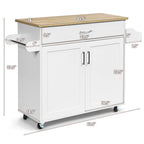 Carrello da Cucina con Isola su Ruote, Cassetto, Armadietto e Portaspezie (Marrone / Grigio)