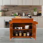 Carrello da Cucina con Isola su Ruote, Cassetto, Armadietto e Portaspezie (Marrone / Grigio)