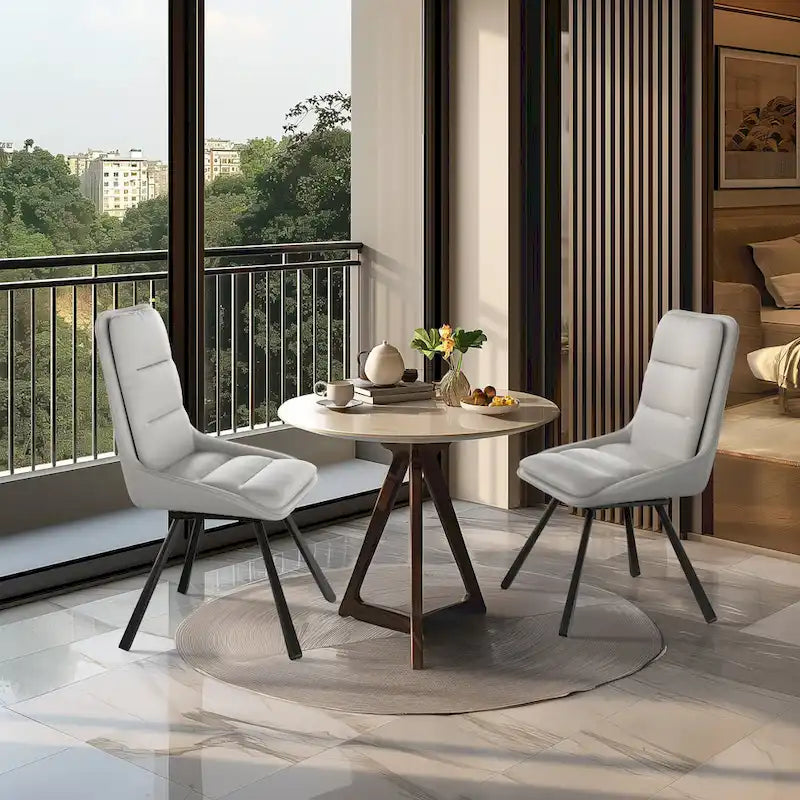 Sedia girevole da pranzo alta schienale, grigio/kaki, set da 2 pezzi