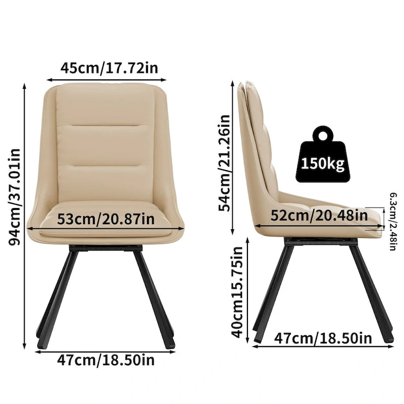 Sedia girevole da pranzo alta schienale, grigio/kaki, set da 2 pezzi