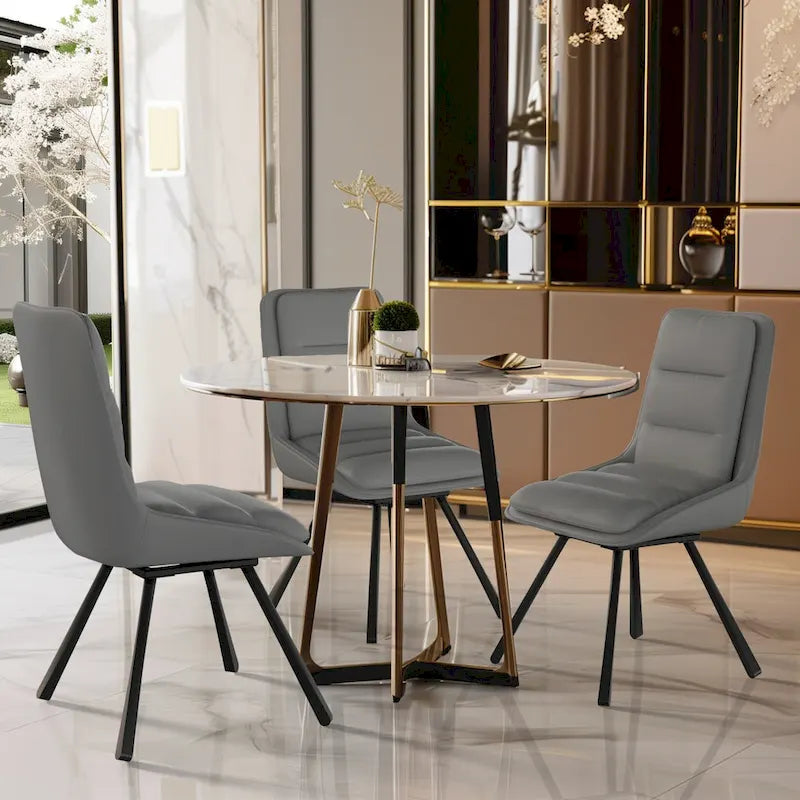 Sedia girevole da pranzo alta schienale, grigio/kaki, set da 2 pezzi