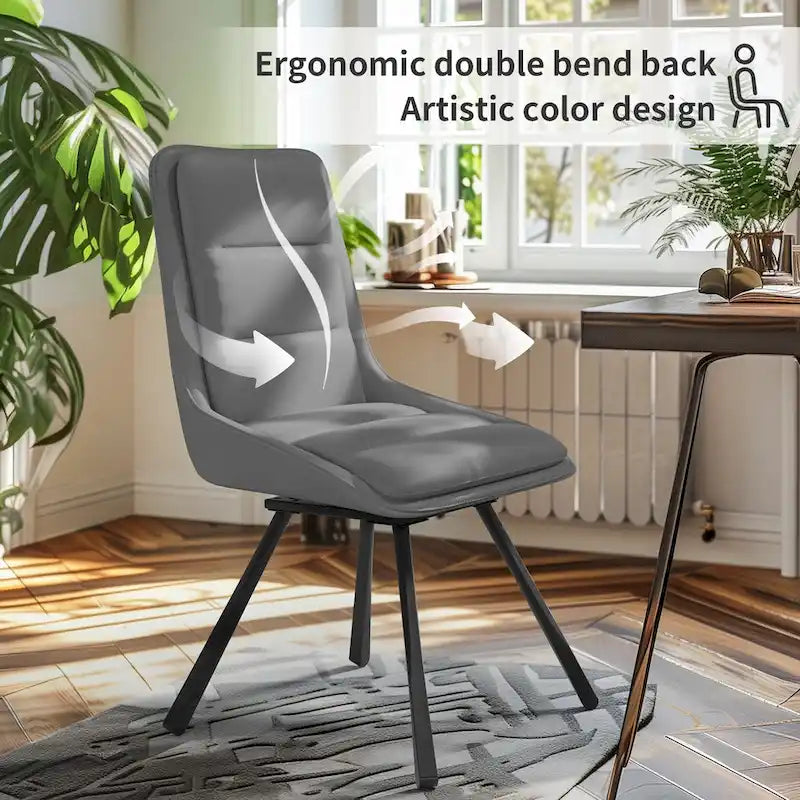 Sedia girevole da pranzo alta schienale, grigio/kaki, set da 2 pezzi