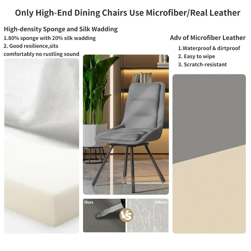Sedia girevole da pranzo alta schienale, grigio/kaki, set da 2 pezzi