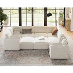 Divano sezionale modulare bianco a U a 9 posti con pouf contenitore