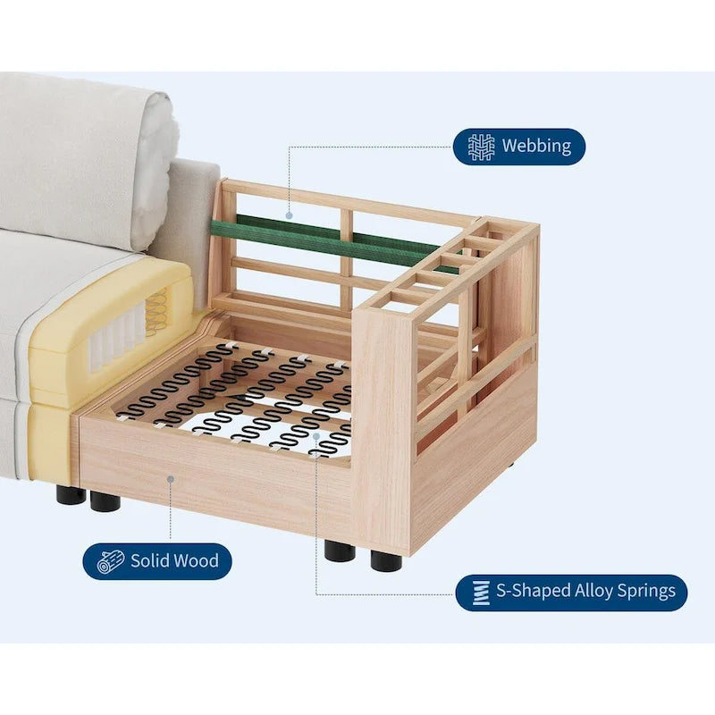 Divano sezionale modulare bianco a U a 9 posti con pouf contenitore