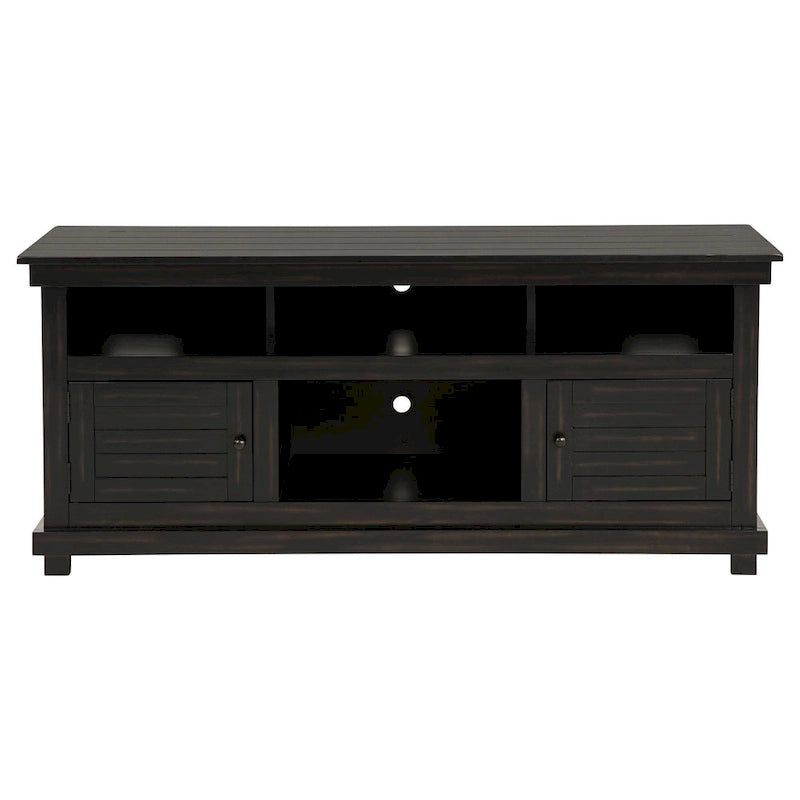 Mobile Porta TV in Legno Nero, 2 Ante e 4 Ripiani, 150 cm
