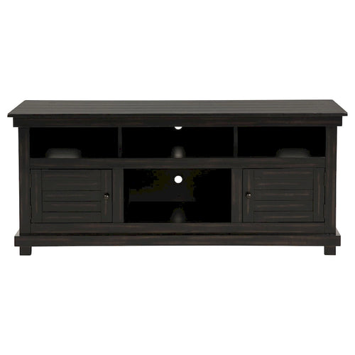Mobile Porta TV in Legno Nero, 2 Ante e 4 Ripiani, 150 cm