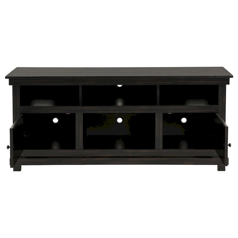 Mobile Porta TV in Legno Nero, 2 Ante e 4 Ripiani, 150 cm