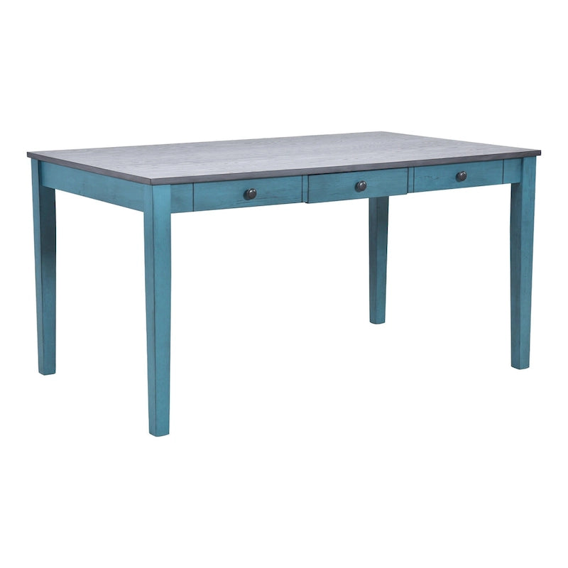 Set da pranzo 6 pezzi blu/grigio anticato per 5 – Tavolo, 4 sedie e panca