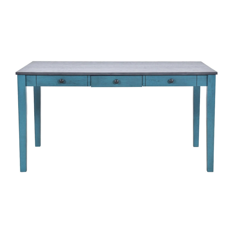 Set da pranzo 6 pezzi blu/grigio anticato per 5 – Tavolo, 4 sedie e panca